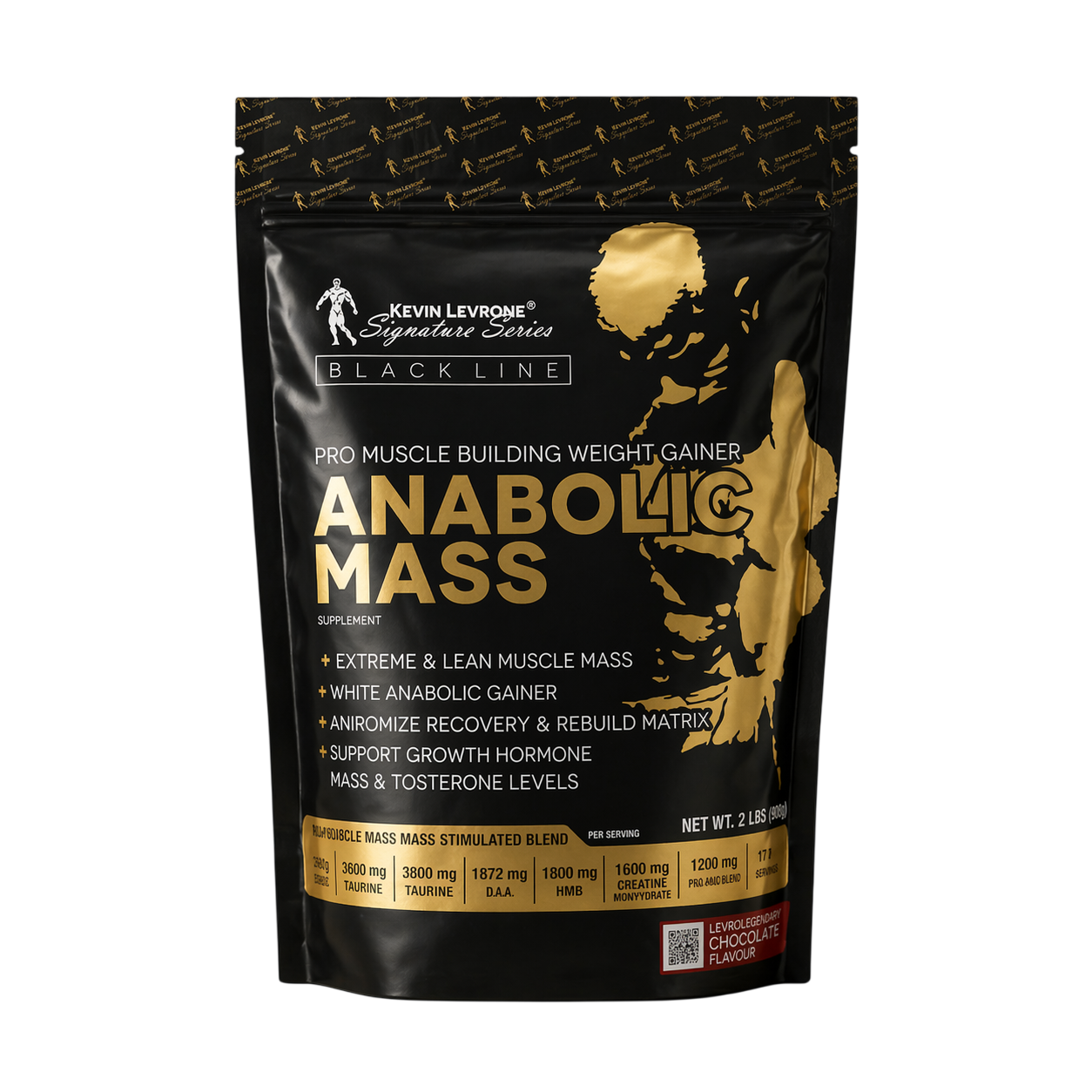 Kevin Levrone Blackline Ultimate Anabolic Mass Gainer 2lbs Chocolate | Muscle Building Weight Gainer for Lean Mass & Strength