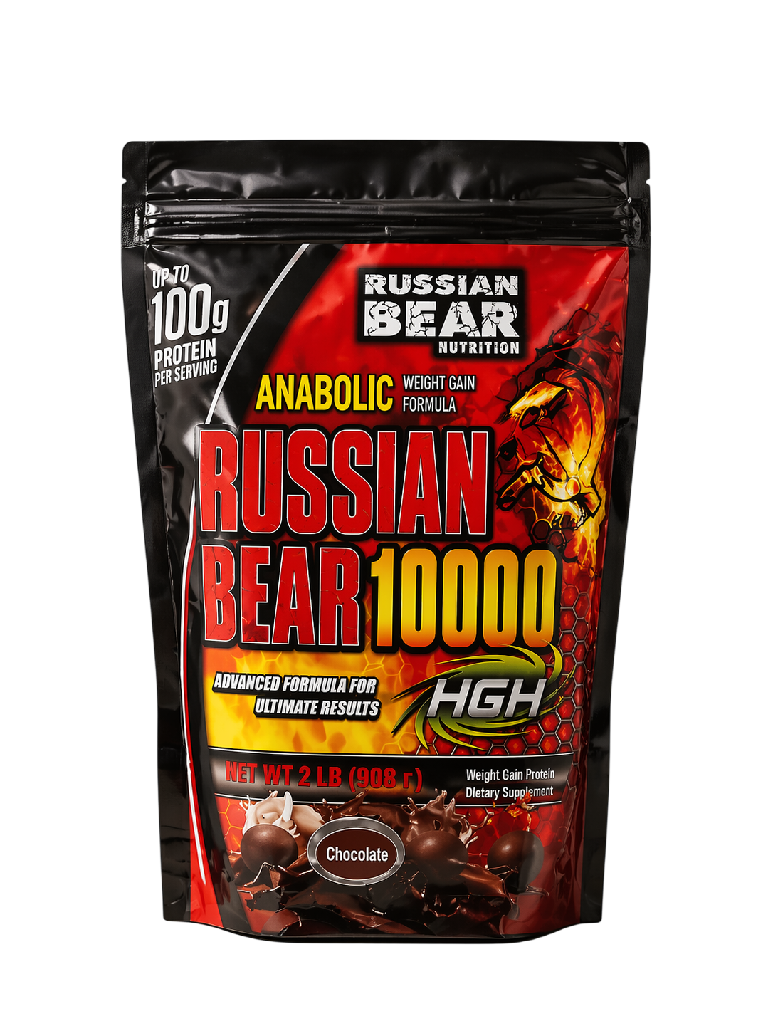 Russian Bear 10000 Ultimate Anabolic Mass Gainer 2lbs Chocolate | High-Calorie Weight Gain Formula for Extreme Muscle Growth & Strength